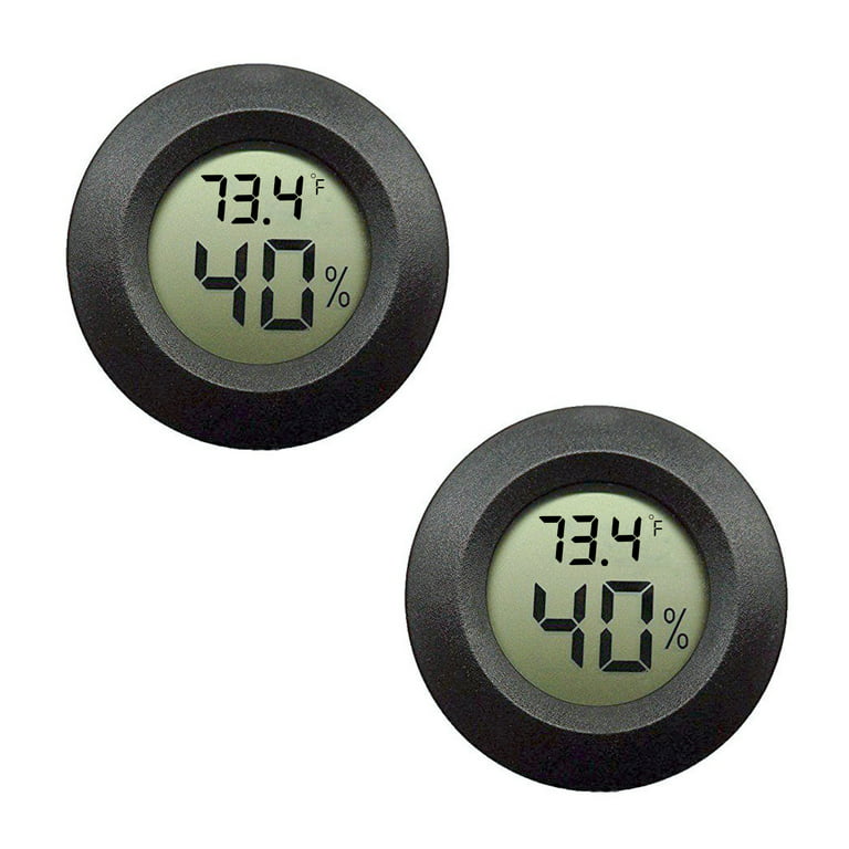 2-Pack Hygrometer Thermometer Digital LCD Monitor Indoor Outdoor Humidity Meter Gauge for Humidifiers Dehumidifiers Greenhouse Basement Babyroom