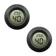 2-pack Hygrometer Thermometer Digital LCD Monitor Indoor Outdoor Humidity Meter Gauge for Humidifiers Dehumidifiers Greenhouse Basement Babyroom, Black Round
