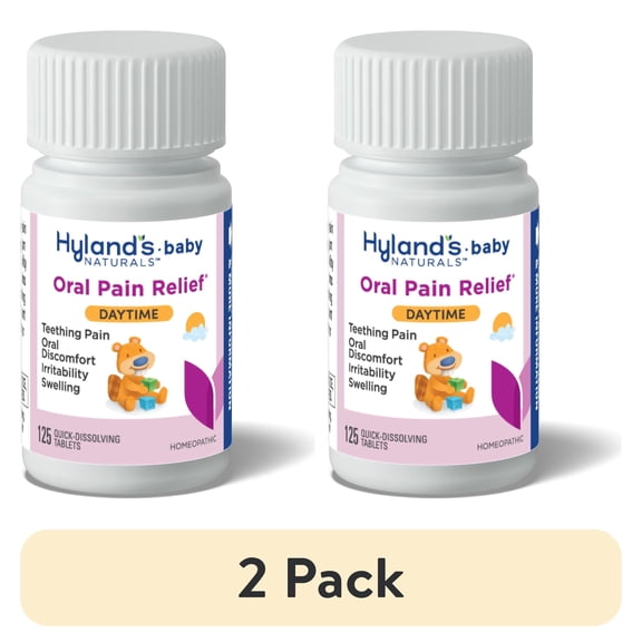 (2 pack) Hyland's Baby Oral Pain Relief, Ages 0+ Months, Daytime, 125 Quick Dissolving Tablets