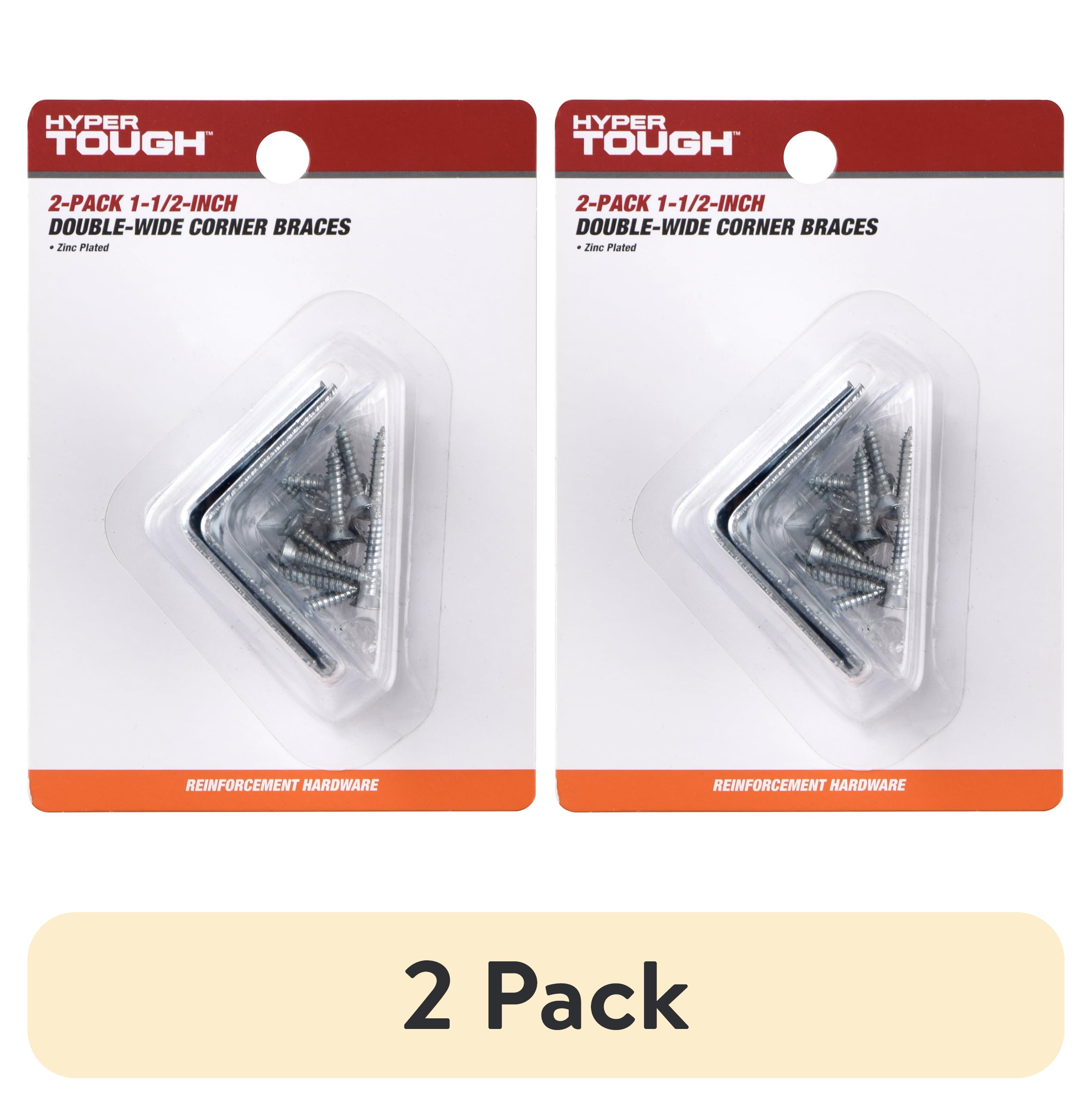 (2 pack) 1-1/2 in. x 1-1/2 in. Double Wide Corner Brace, Steel, Zinc Plated (2 Pack)