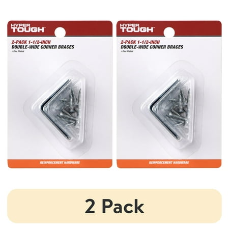 (2 pack) 1-1/2 in. x 1-1/2 in. Double Wide Corner Brace, Steel, Zinc Plated (2 Pack)