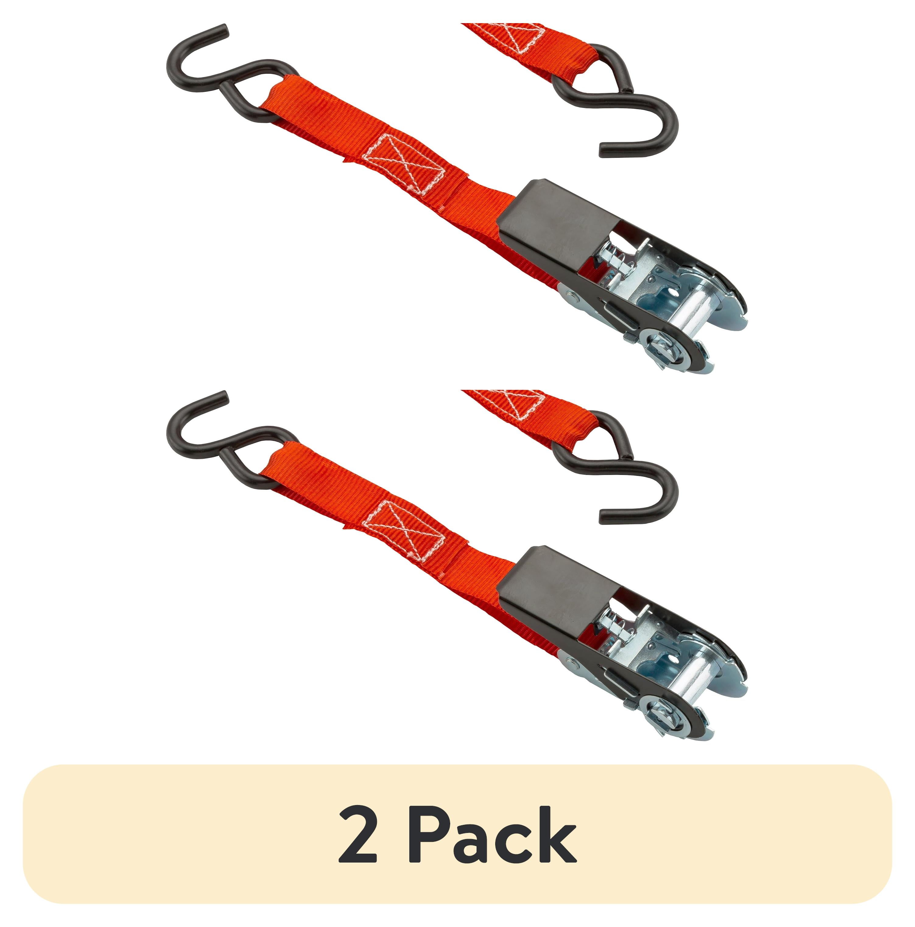 (2 pack) Hyper Tough 1 inch by 10 feet 300 lbs. S-Hook Ratchet Strap Tie Down