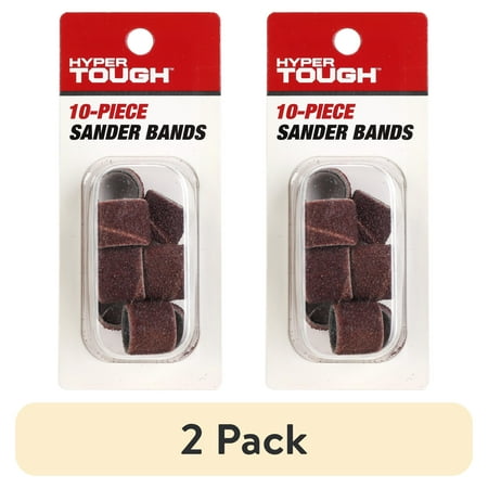 (2 pack) Hyper Tough 10 Piece Rotary Sanding Sandpaper Bands (60 Grit), 10 Product Net Content Quantity