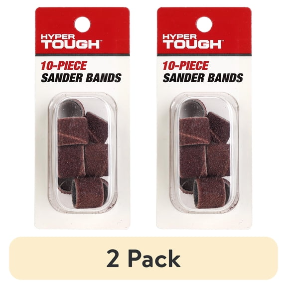 (2 pack) Hyper Tough 10 Piece Rotary Sanding Sandpaper Bands (60 Grit), 10 Product Net Content Quantity