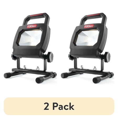 (2 pack) Hyper Tough 1000-Lumen Battery Powered Rechargeable LED Portable Work Light, Black