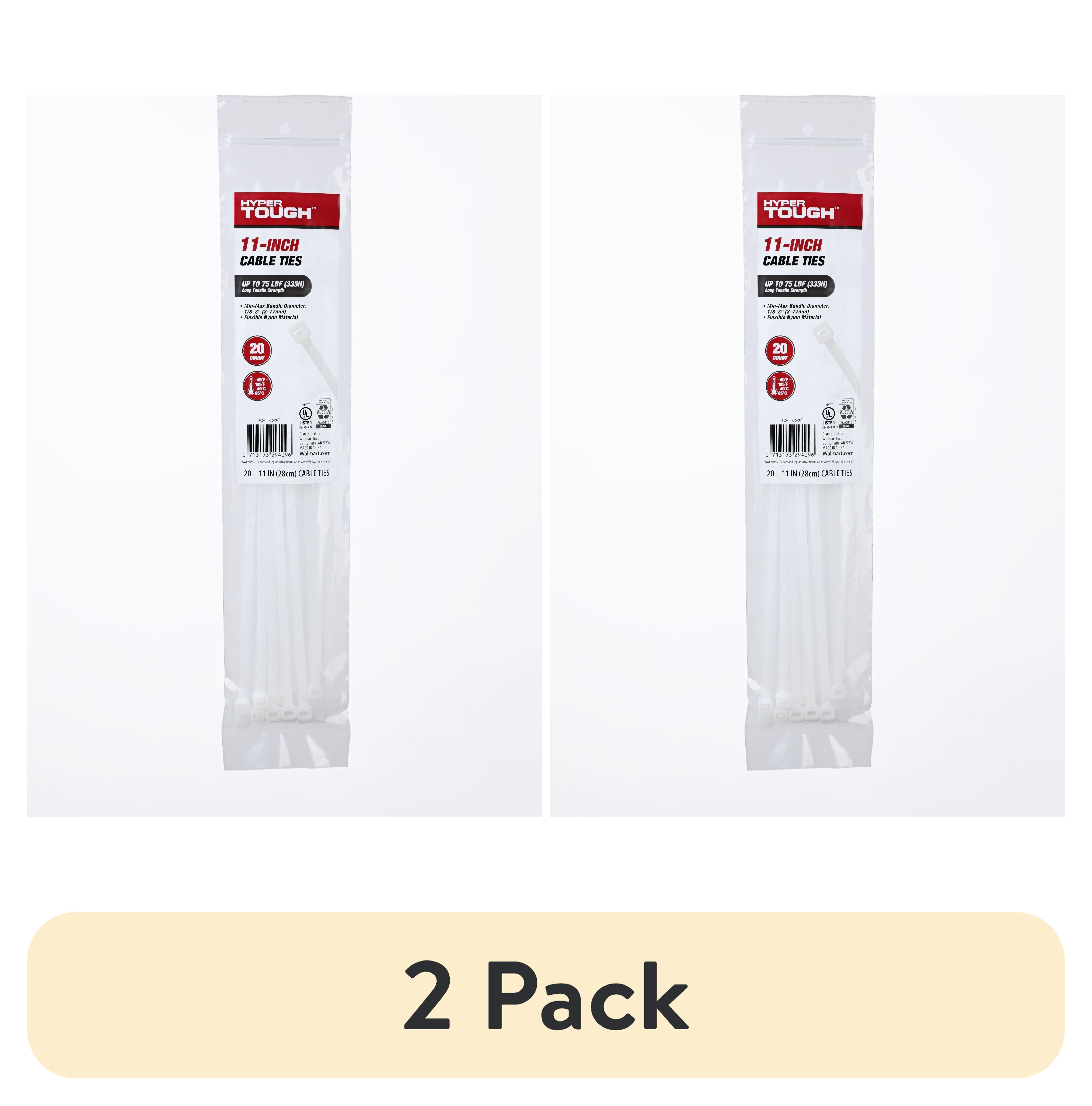 (2 pack) Hyper Tough 11inch Cable Tie Natural 20Pcs
