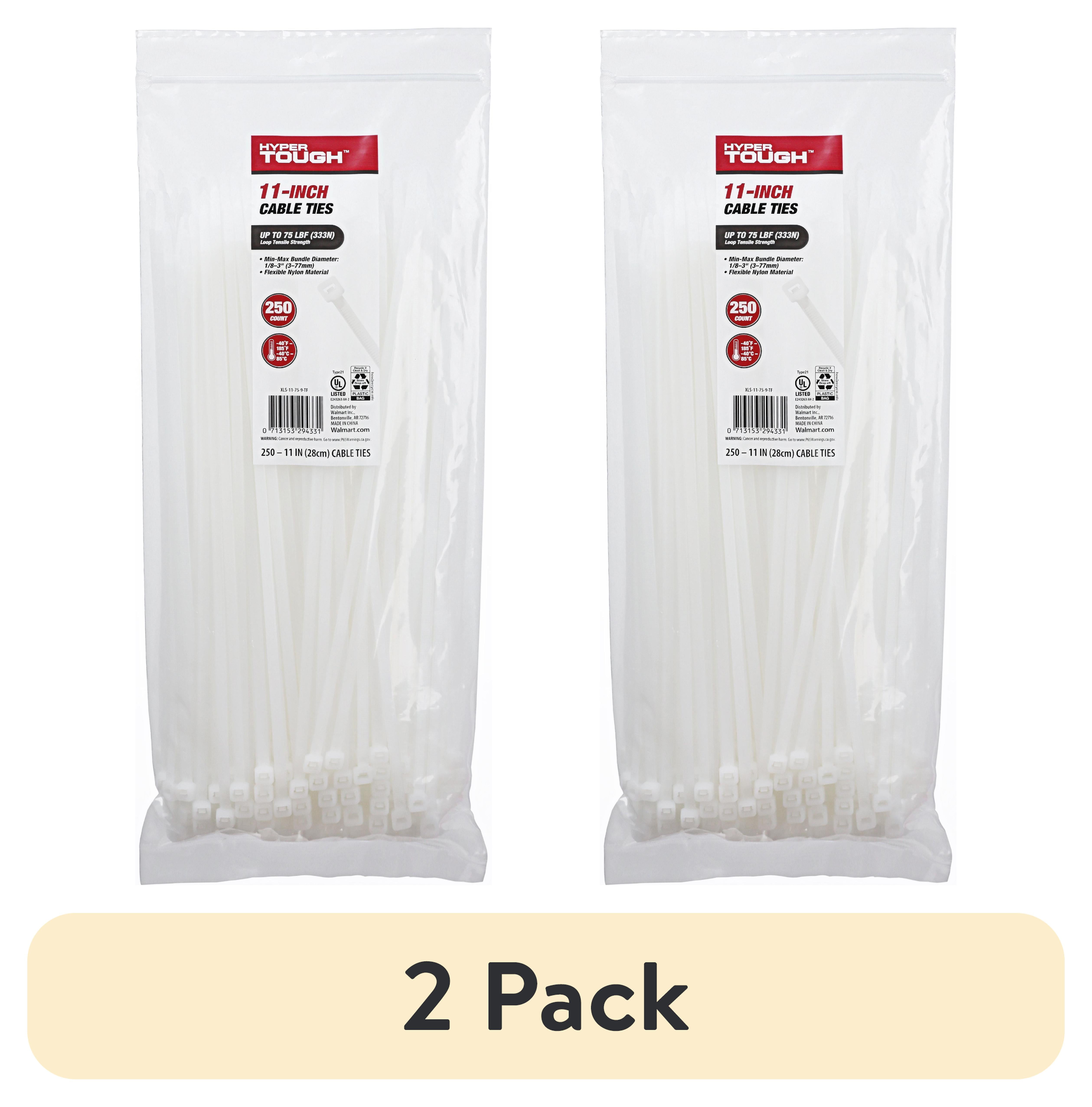 (2 pack) Hyper Tough 11inch Cable Tie Natural 250Pcs