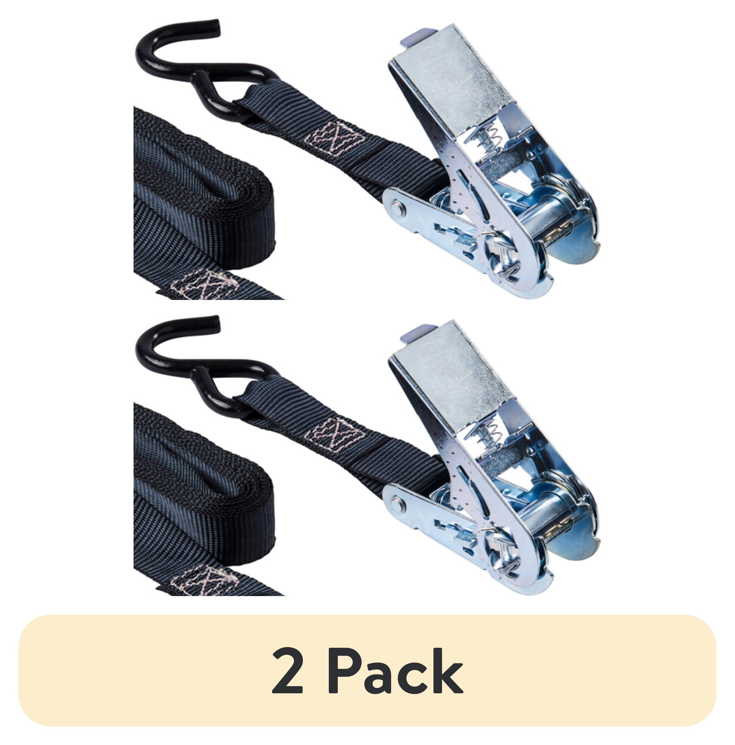 (2 pack) Hyper Tough 12 ft x 1 in Black Ratchet Tie-Down with Coated S-Hooks