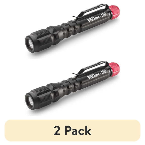 (2 pack) Hyper Tough 120LM LED Pen Light, 2 AAA Batteries Included, Black