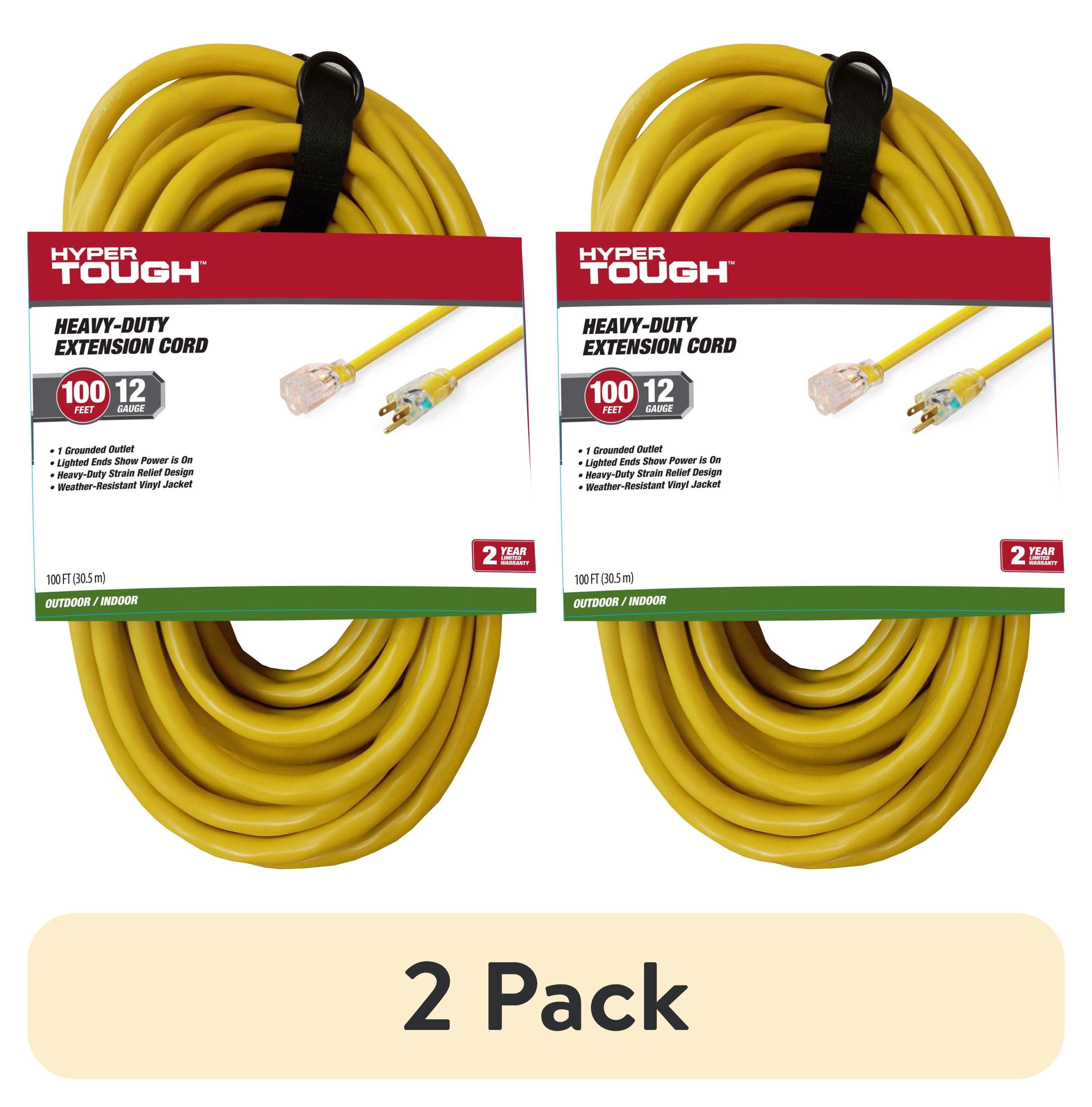 2 pack) Hyper Tough 12AWGX3C 100ft Indoor and Outdoor Heavy Duty