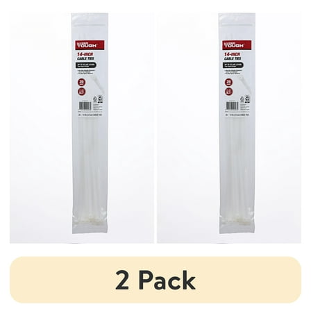 (2 pack) Hyper Tough 14inch Cable Tie Natural 20Pcs