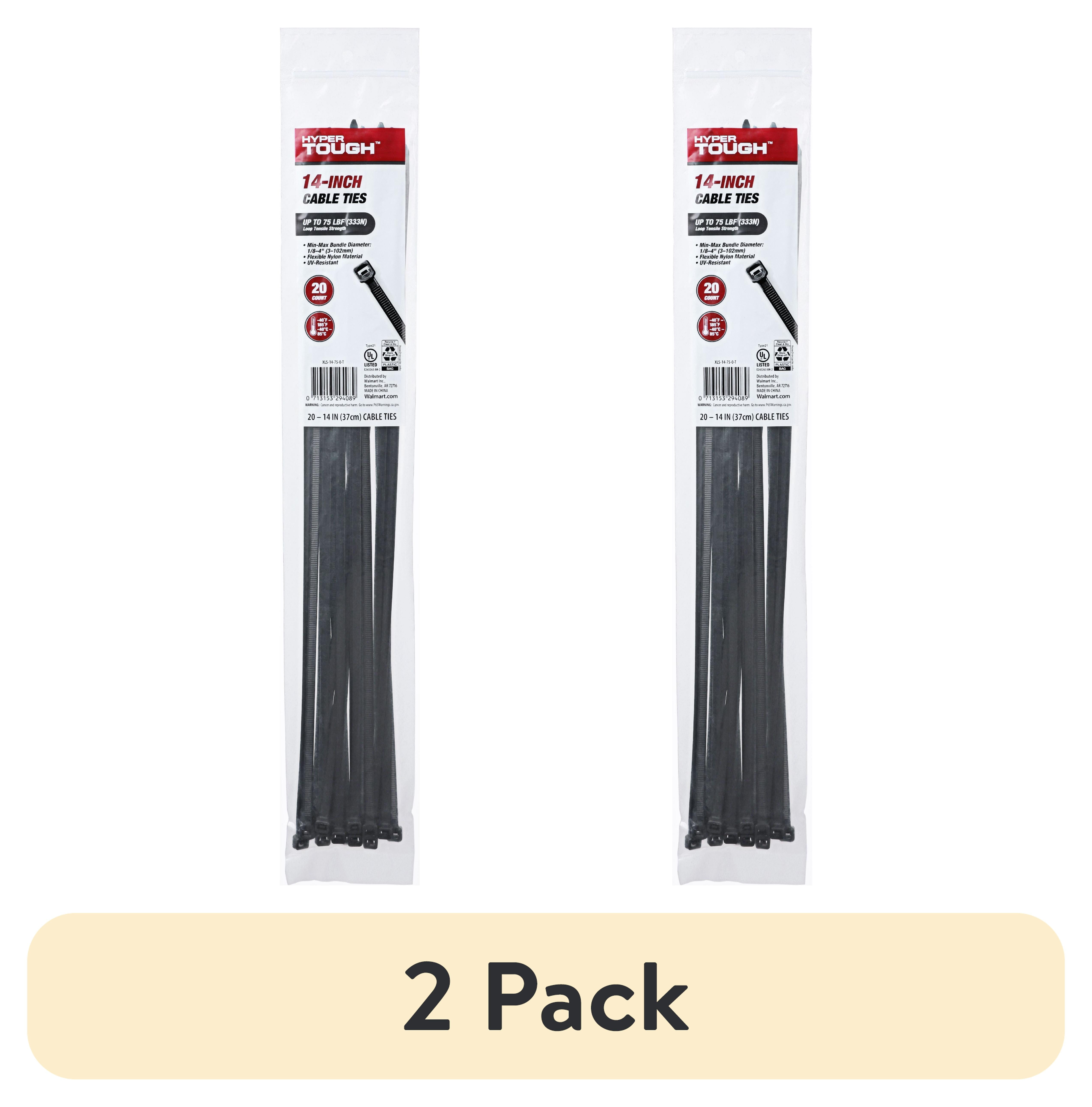 (2 pack) Hyper Tough 14inch Cable Tie Uv Black 20Pcs