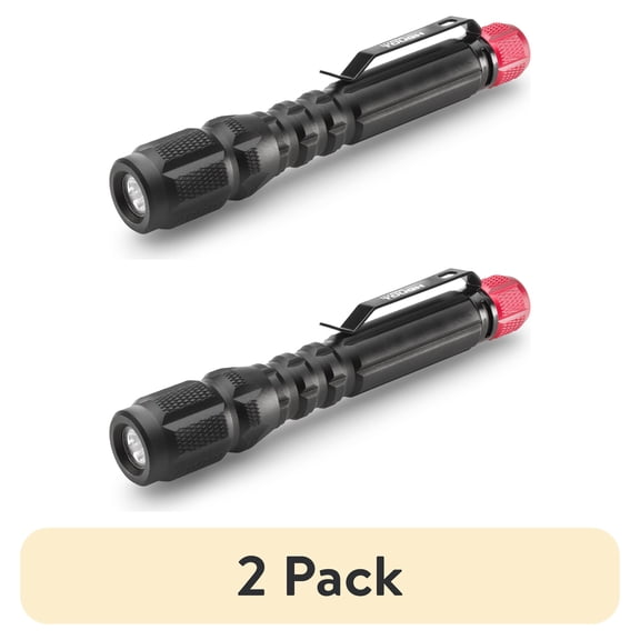 (2 pack) Hyper Tough 150 Lumen LED Pen Light - 2 AAA Batteries Included, Black, 2 oz