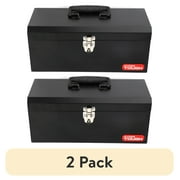 2 pack Hyper Tough 16-inch Black Metal Tool Box with Removable Tool Tray