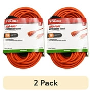 (2 pack) Hyper Tough 16AWGX3C 100ft Indoor and Outdoor Light Duty Orange Vinyl Extension Cord