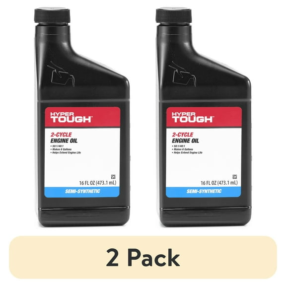 (2 pack) Hyper Tough 16oz Synthetic Blend 2-Cycle Oil, Makes 6 Gallons