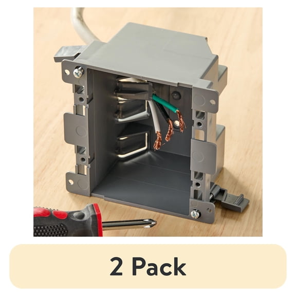(2 pack) Hyper Tough Two-gang Box Switch / Outlet Plastic Electrical Box TD35072Z, 3.94 in Width
