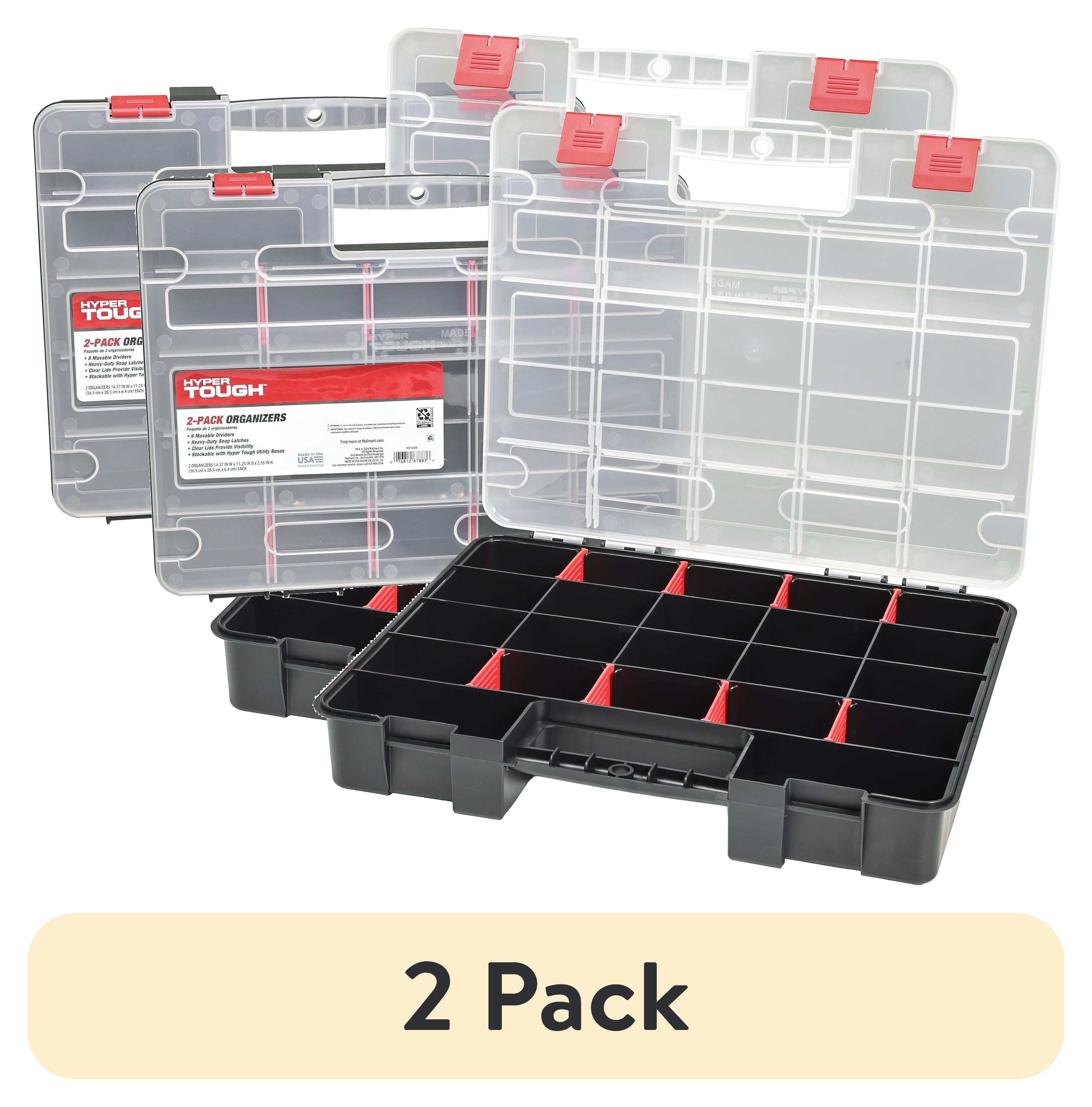 2 pack) Hyper Tough 2-Pack Organizer, Stackable Plastic with 8