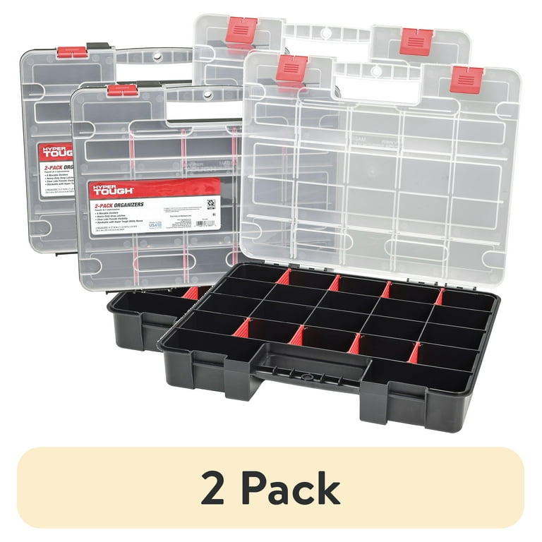 2 pack) Hyper Tough 2-Pack Organizer, Stackable Plastic with 8