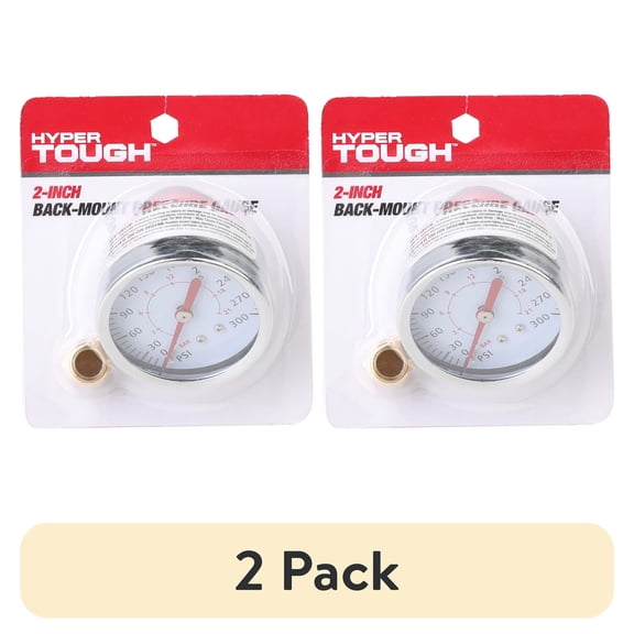 (2 pack) Hyper Tough 2-inch Brass & Steel Back-Mount Pressure Gauge, Manufacturer Part Number: 24-803HT