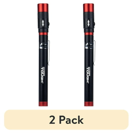 (2 pack) Hyper Tough 20 Lumen Extendable LED Pen Light - Magnetic Head & Base, Aluminium Body