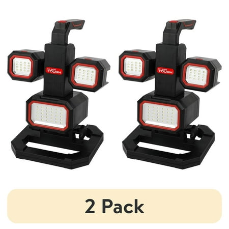 (2 pack) Hyper Tough 2000-Lumen LED Rechargeable Work Light & Detachable Spotlight