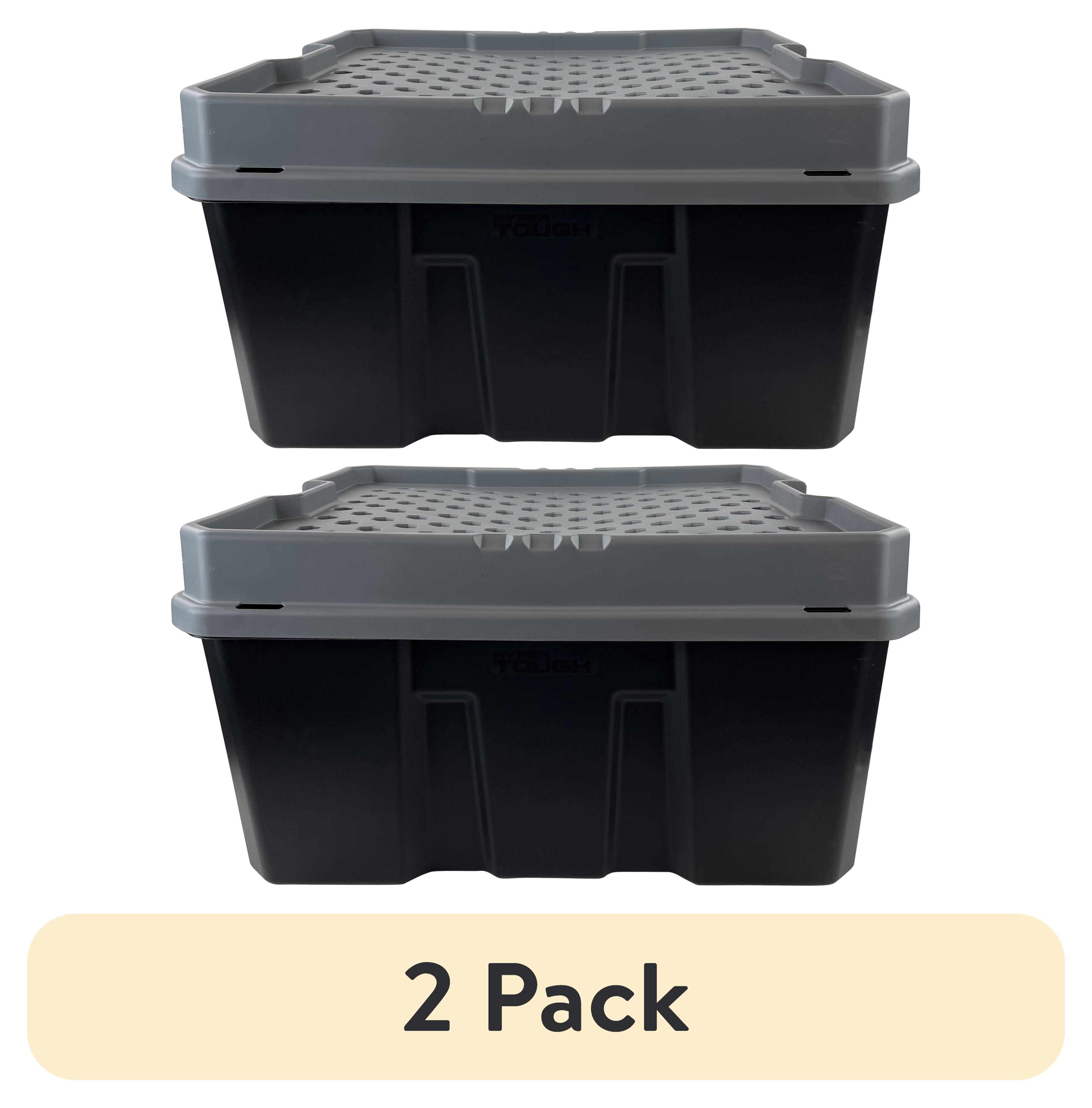 2 pack) Hyper Tough 21 Gallon Plastic Material Storage Tote, Black