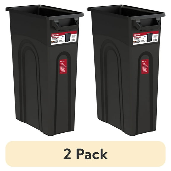 (2 pack) Hyper Tough 23 Gallon Heavy Duty Plastic Highboy Garbage Container, Black, 1 Each