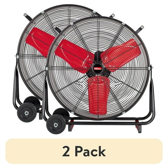(2 pack) Hyper Tough 24" 2-Speed Metal High Velocity Drum Fan with Tilt Mechanism