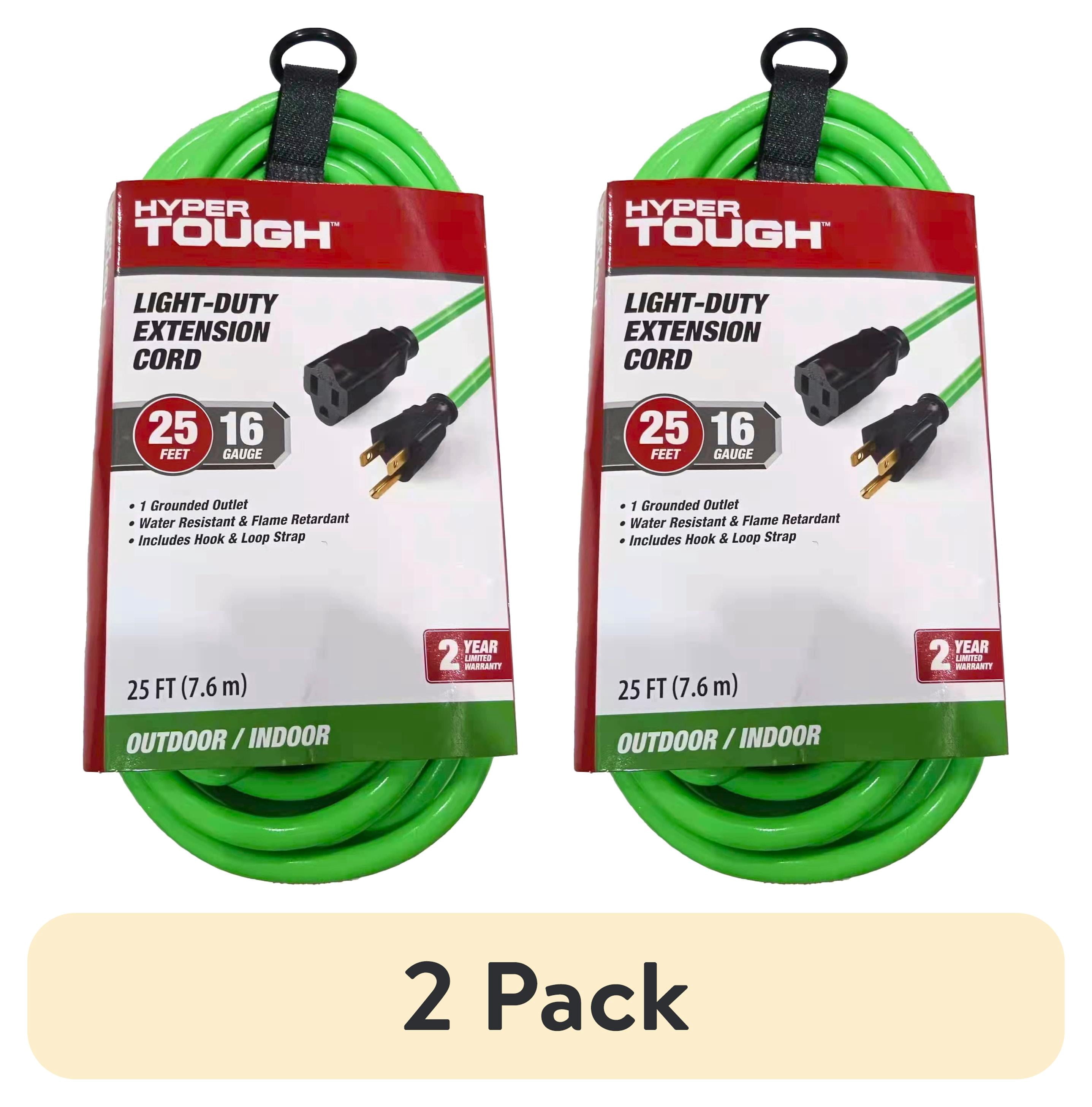 2 pack) Hyper Tough 25 ft 16 AWG 3-Prong Single Outlet Outdoor