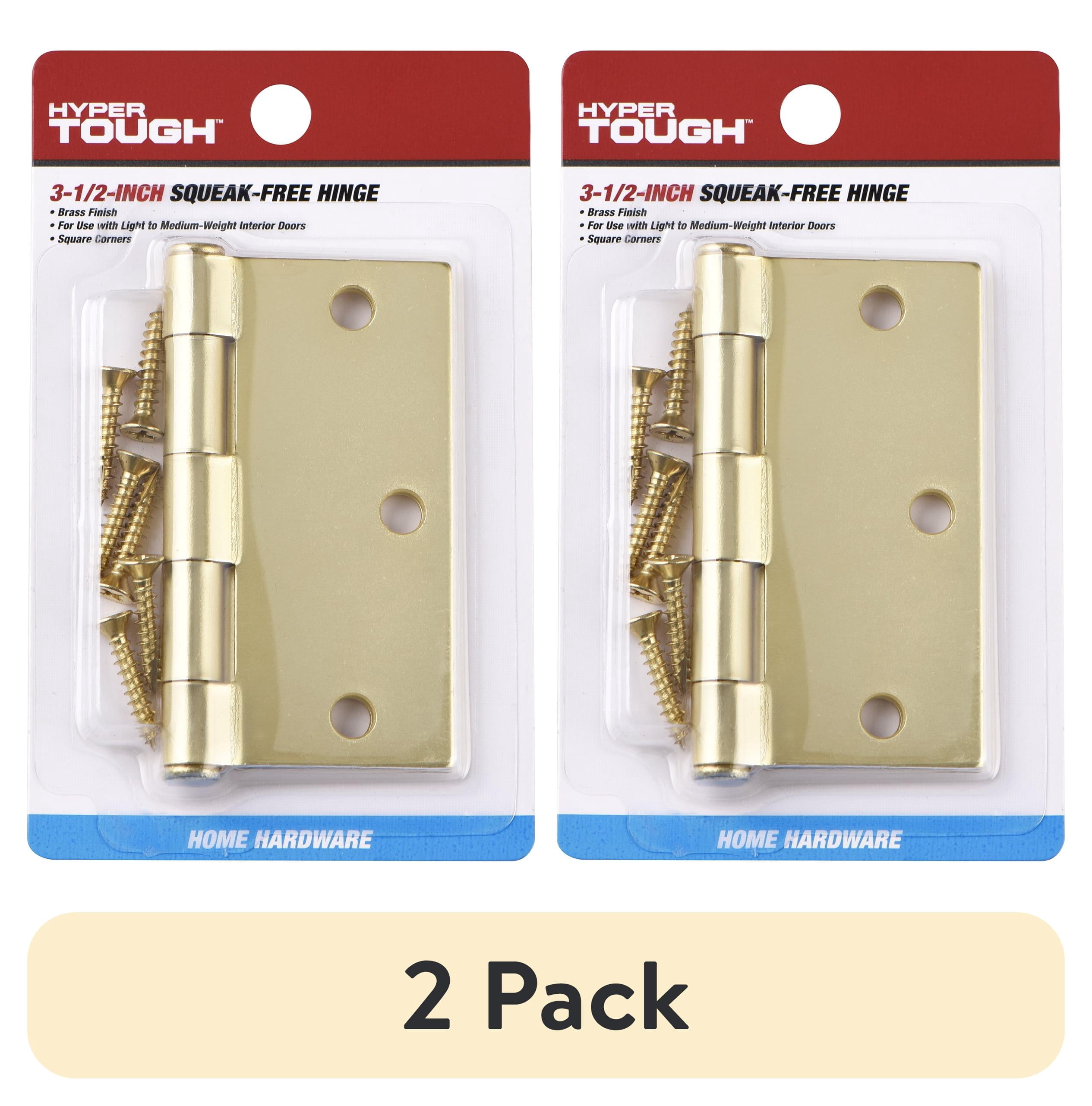 (2 pack) Hyper Tough 3-1/2 Inch New Square Corner Squeak-Free Door Hinge Brass, 1 Piece