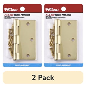 (2 pack) Hyper Tough 3-1/2 Inch New Square Corner Squeak-Free Door Hinge Brass, 1 Piece