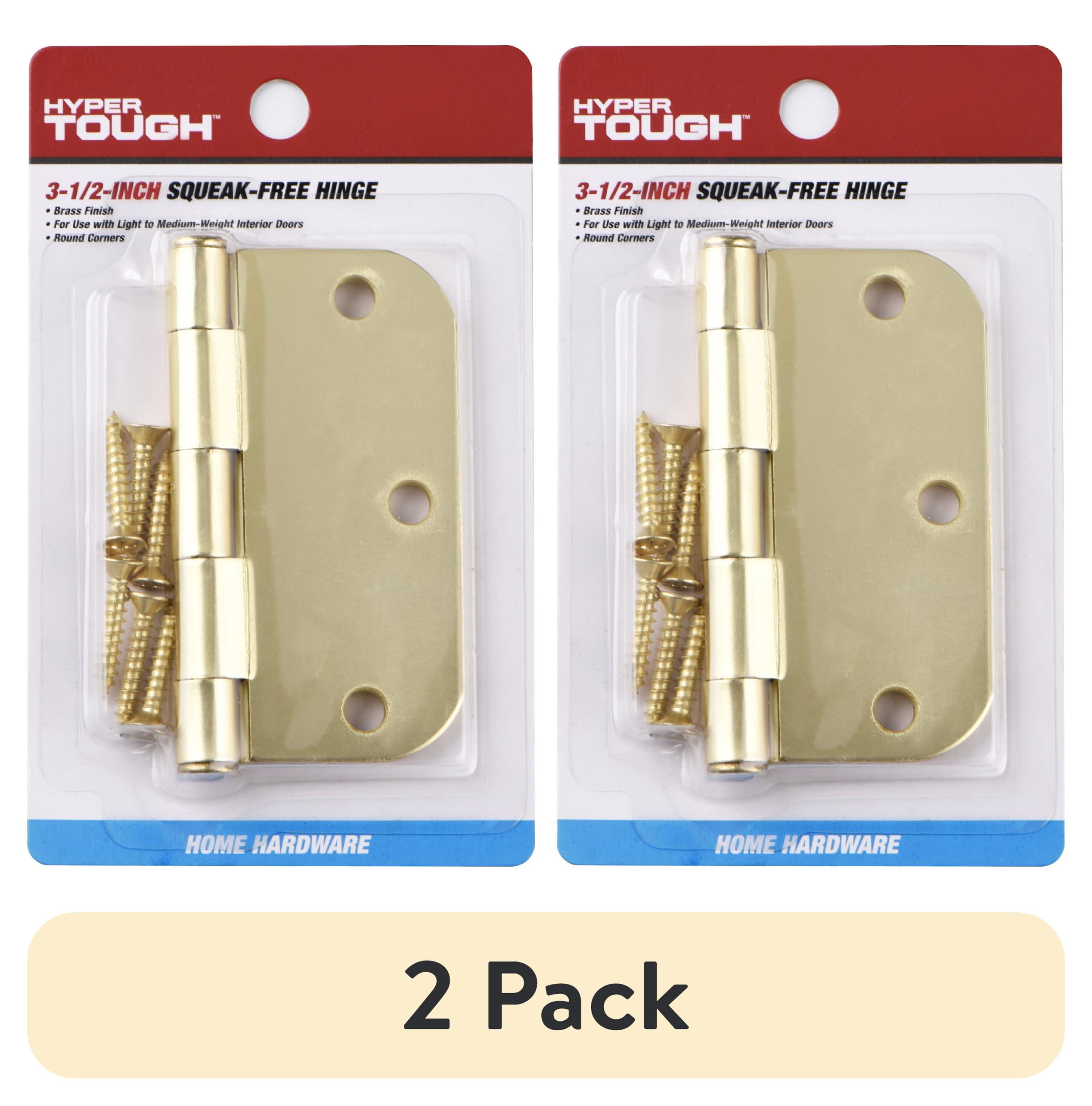 (2 pack) Hyper Tough 3-1/2 in. x 5/8 Inch New Squeak-Free Round Corner Hinge Brass, 1 Piece