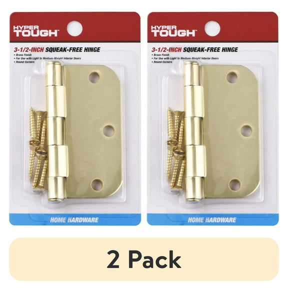 (2 pack) Hyper Tough 3-1/2 in. x 5/8 Inch New Squeak-Free Round Corner Hinge Brass, 1 Piece
