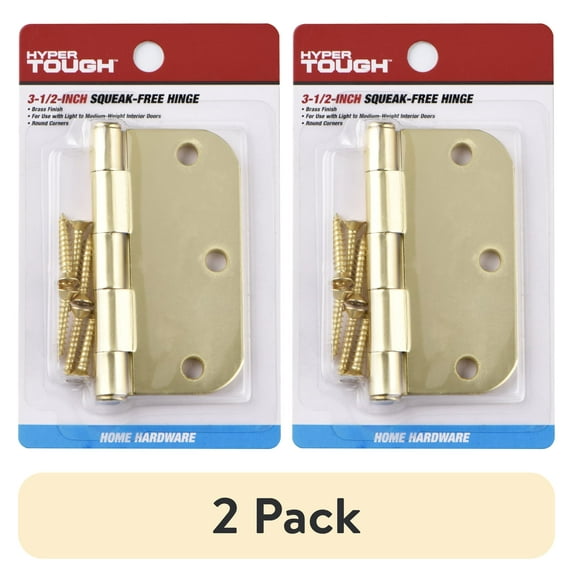 (2 pack) Hyper Tough 3-1/2 in. x 5/8 Inch New Squeak-Free Round Corner Hinge Brass, 1 Piece