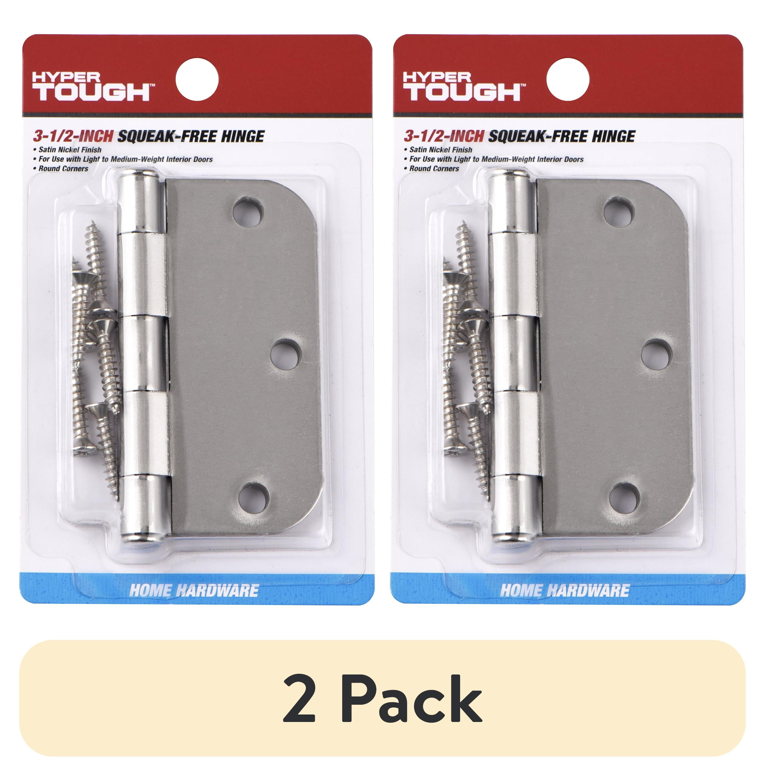 (2 pack) Hyper Tough 3-1/2 in. x 5/8 in. Satin Nickel Squeak-Free Door ...