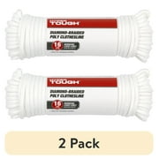 (2 pack) Hyper Tough 3/16 inch Diamond Braided Polyester Clothes Line 50 feet, White