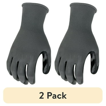 (2 pack) Hyper Tough 3 Pack, Nitrile Grip Gloves, Gray, Latex Free, Large