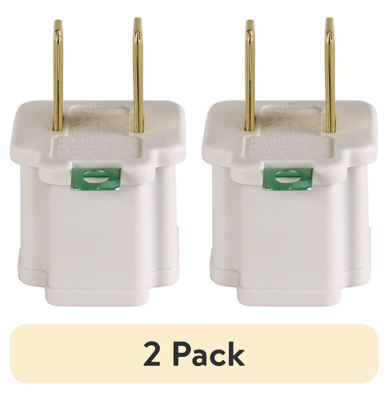 (2 pack) Hyper Tough 3-Pack Polarized Grounded White Indoor Adapter, 15 Amps
