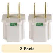 (2 pack) Hyper Tough 3-Pack Polarized Grounded White Indoor Adapter, 15 Amps