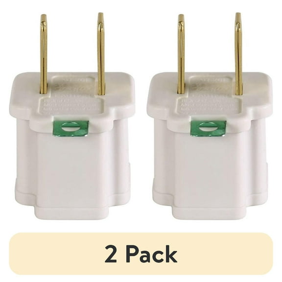(2 pack) Hyper Tough 3-Pack Polarized Grounded White Indoor Adapter, 15 Amps