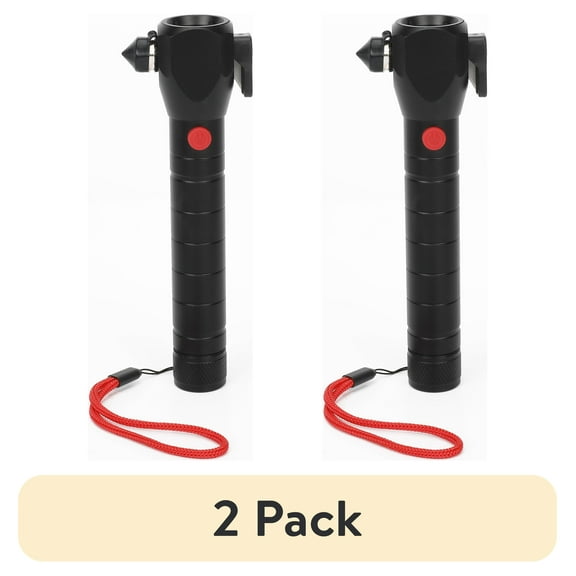 (2 pack) Hyper Tough 3-in-1 LED Flashlight with Seatbelt Cutter and Window Breaker Multi-Tool