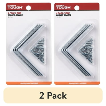 (2 pack) Hyper Tough 3 inch. x 3 inch.Corner Brace, Steel, Zinc Plated (4 Pack)