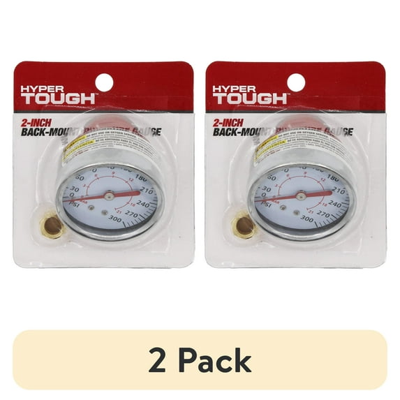 (2 pack) Hyper Tough 300 PSI 2 Inch Pressure Gauge with Adapter