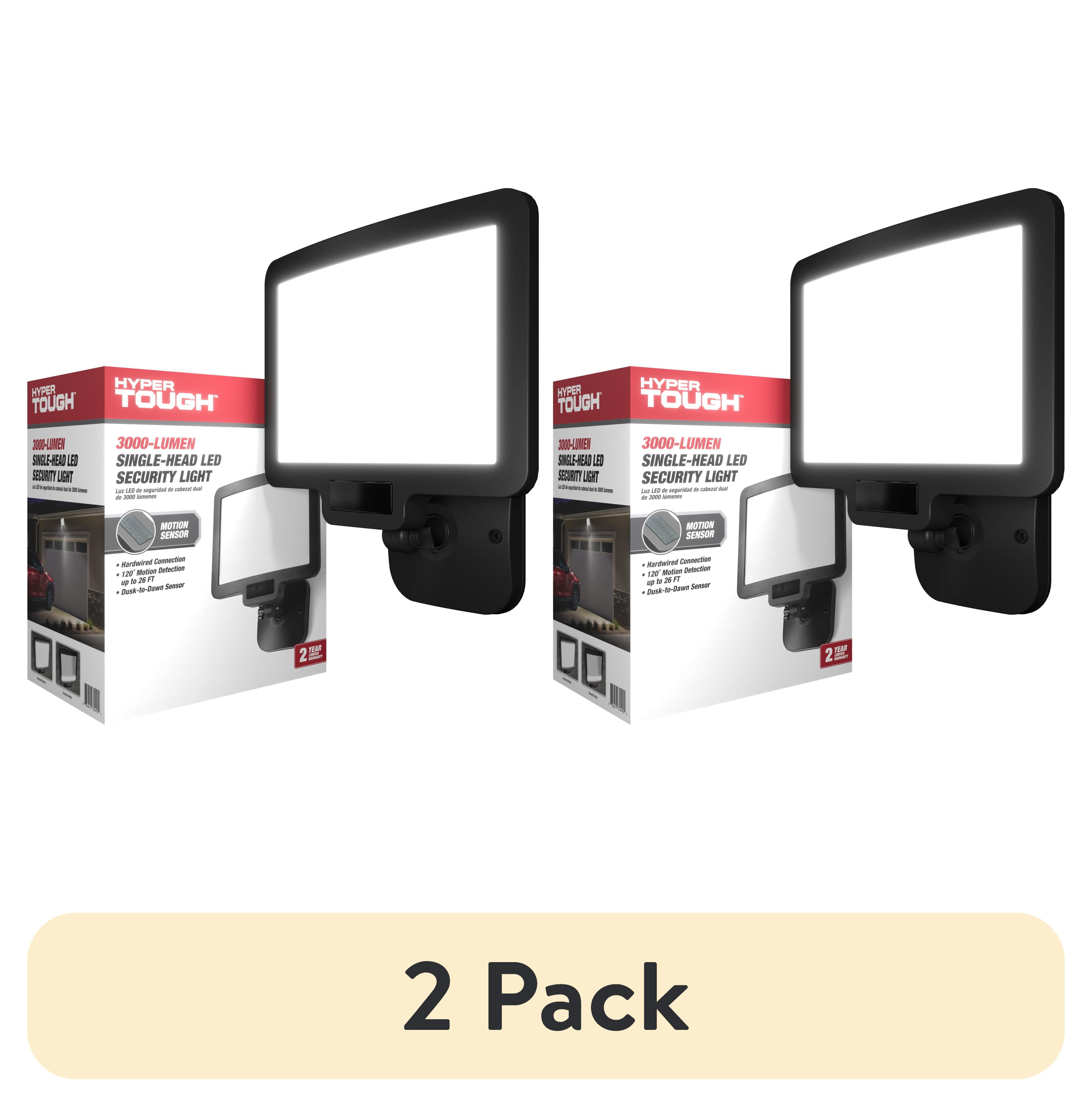 (2 pack) Hyper Tough 3000 Lumen LED Flood Light 120-Degree Motion Sensor in Black Finish, Hardwired 102-Degree Beam Spread