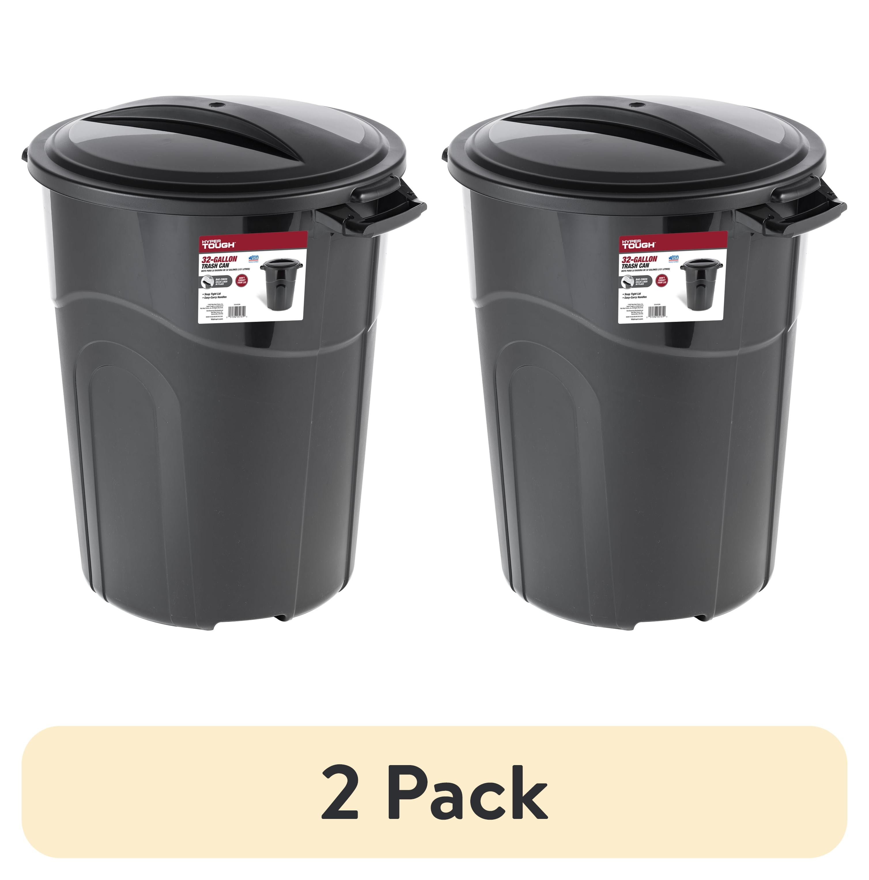 2 pack) Hyper Tough 32 Gallon Heavy Duty Injection Molded Trash