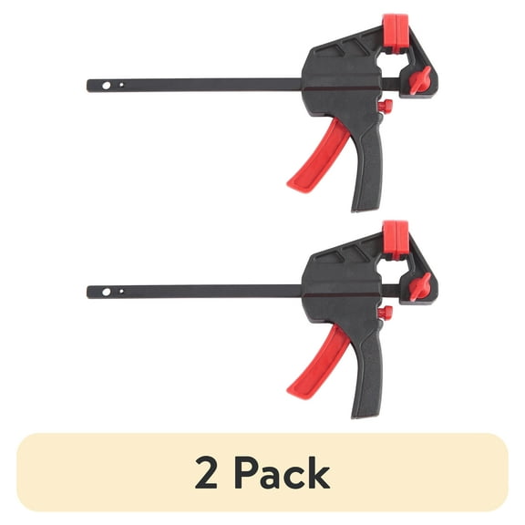 (2 pack) Hyper Tough 4-inch Trigger Ratcheting Mini Bar Clamp and Spreader, Plastic