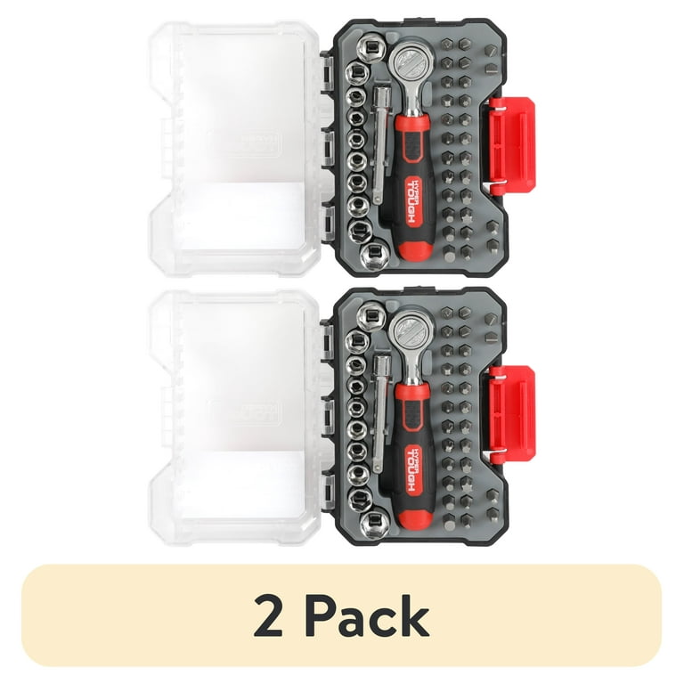 2 pack) Hyper Tough 40-Piece Socket and Bit Set in Click Fit Case