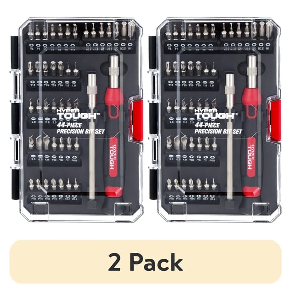 (2 pack) Hyper Tough 44 Piece Precision Screwdriver Bits Set