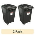 thumbnail image 1 of (2 pack) Hyper Tough 45 Gallon Wheeled Heavy Duty Plastic Garbage Can, Attached Lid, Black, 1 of 12